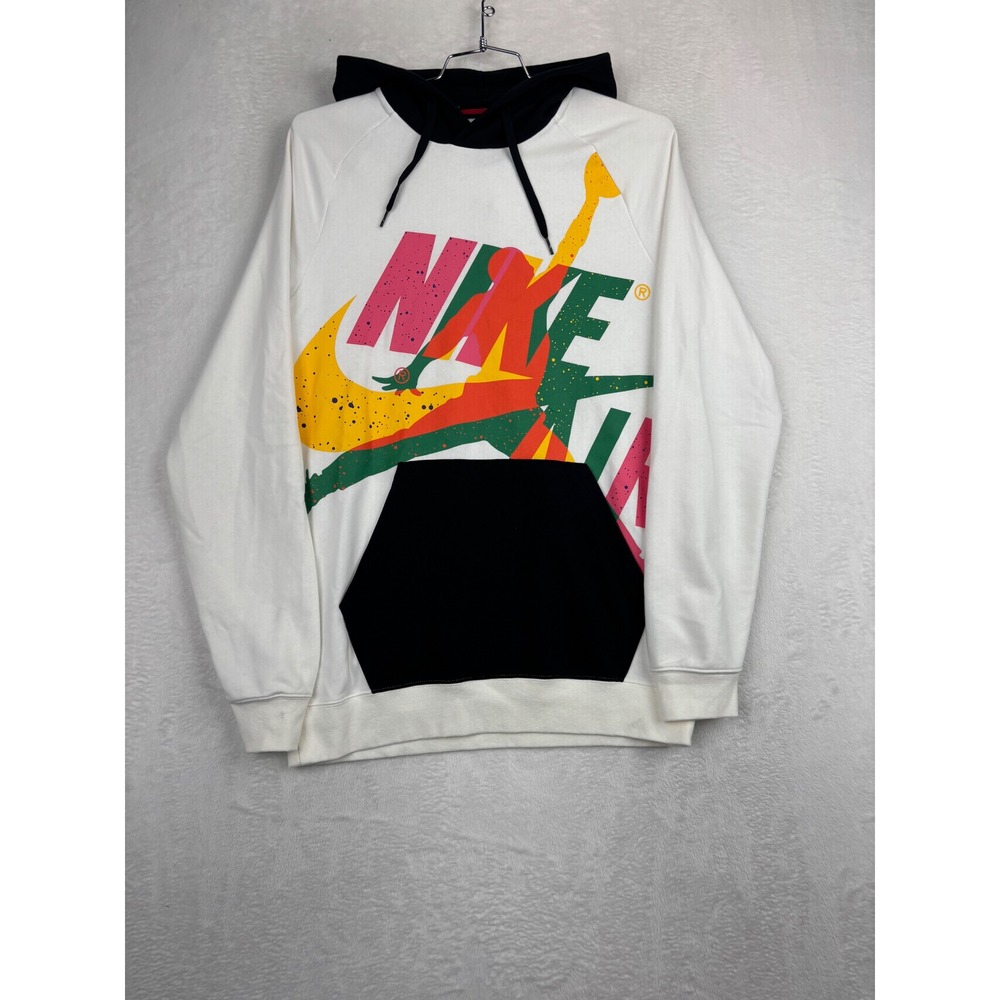 2000s Nike Jordan Air‎ Jumpman Hoodie Mens Medium White Multicolor Graphic